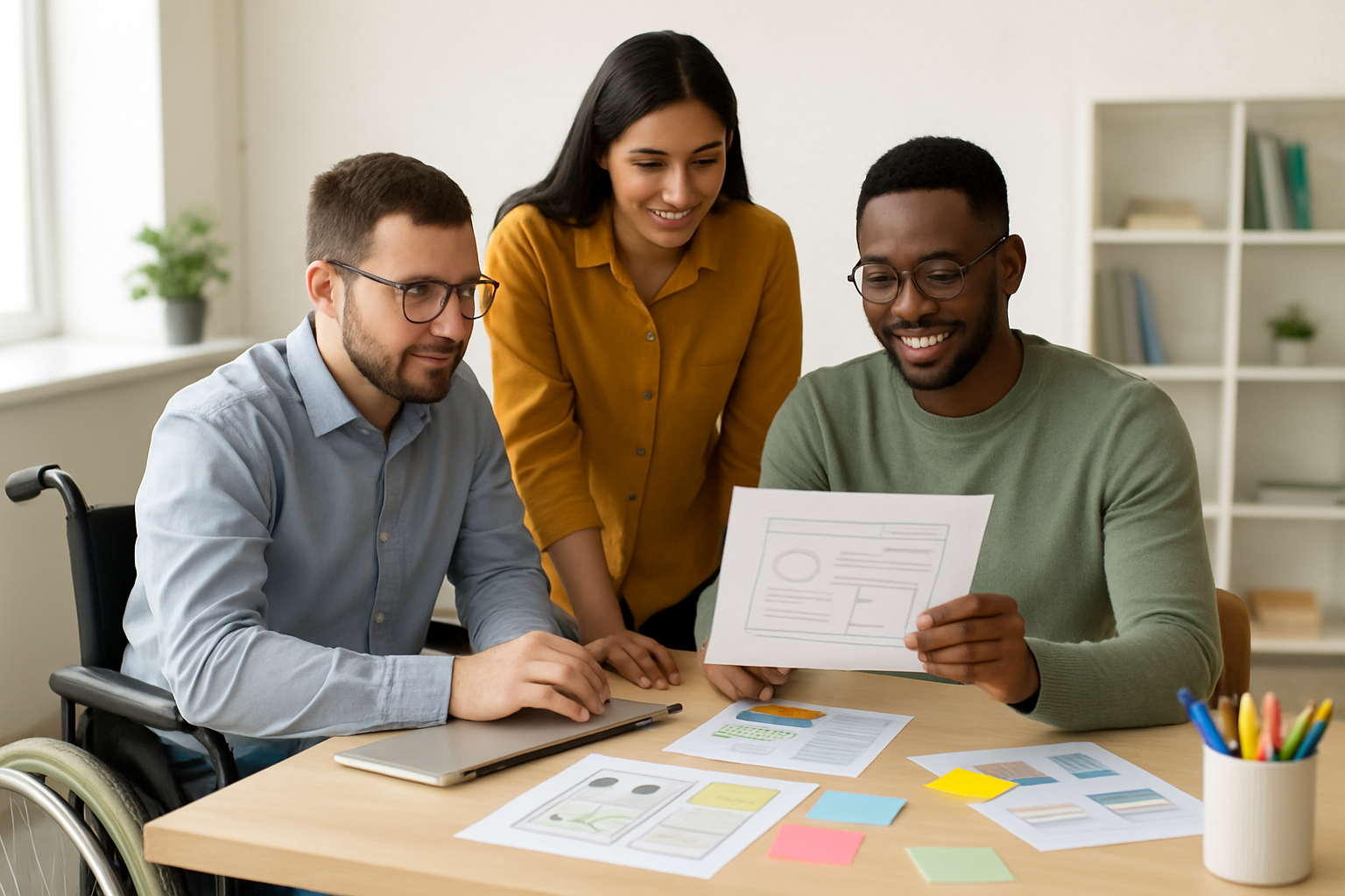 Ilustracja przedstawiająca różnorodnych ludzi korzystających z dostępnych technologii cyfrowych – ilustracja artykułu