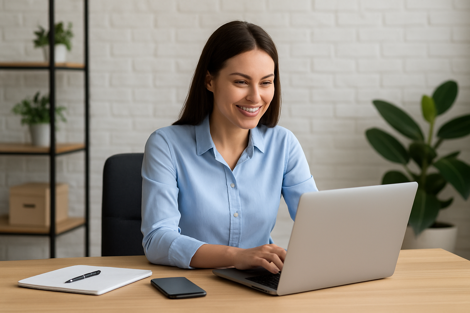 Mały przedsiębiorca pracujący przy komputerze w nowoczesnym biurze, symbolizujący cyfrową transformację – ilustracja artykułu