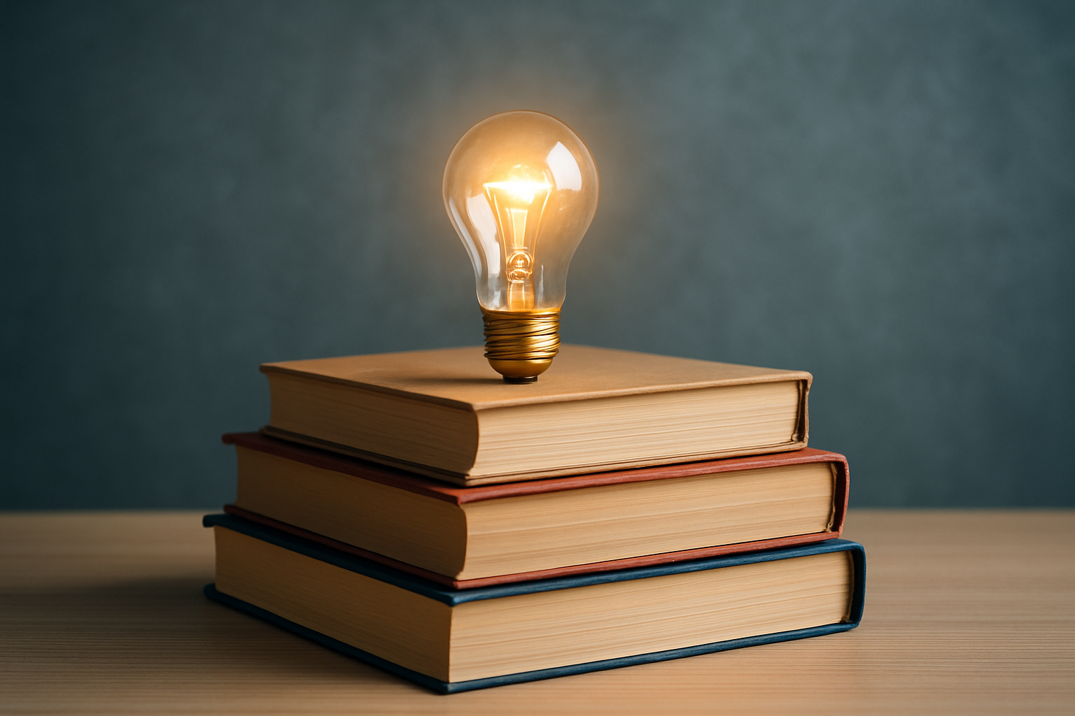 Książki o innowacji na tle futurystycznej biblioteki – ilustracja artykułu