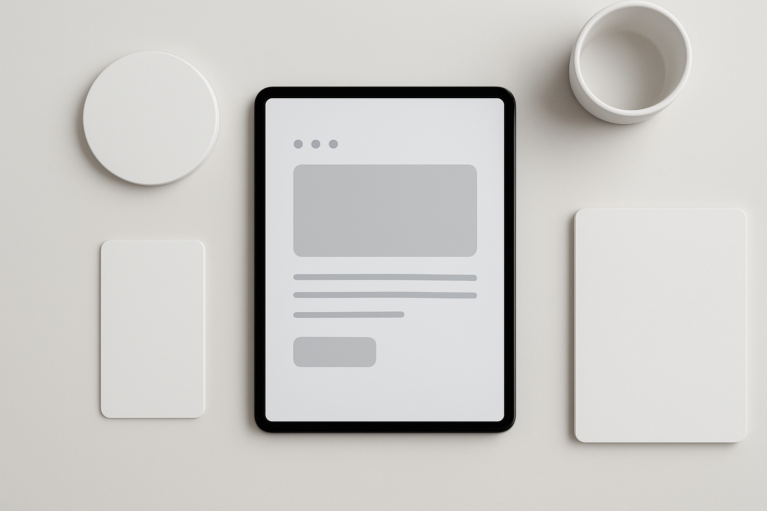 Minimalistyczny interfejs UI skupiający się na emocjonalnym spokoju i harmonii, pastelowe kolory, dużo przestrzeni – ilustracja artykułu