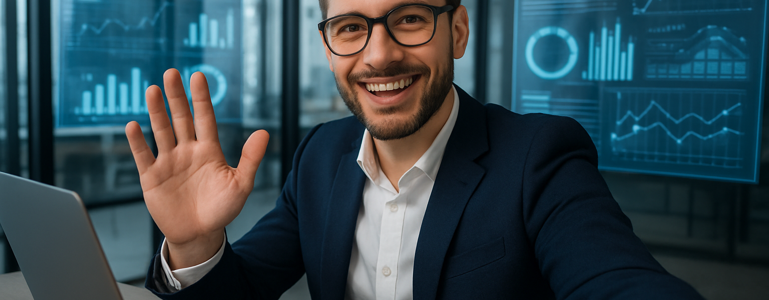 Mały przedsiębiorca pracujący przy komputerze w nowoczesnym biurze, symbolizujący cyfrową transformację