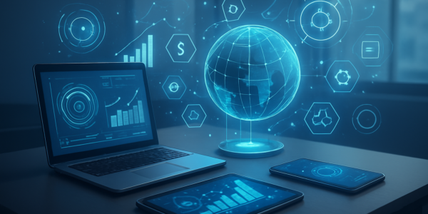 Nowoczesny cyfrowy workspace z technologiami przyszłości dla firm online w 2025 roku