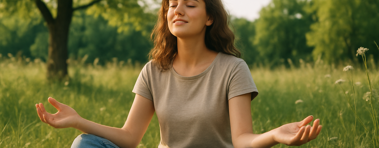 osoba odpoczywająca od technologii na łonie natury