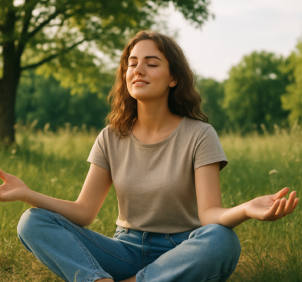 osoba odpoczywająca od technologii na łonie natury