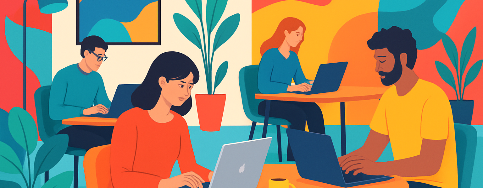 Nowoczesna przestrzeń pracy freelancera w stylu cyfrowym