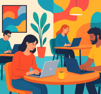 Nowoczesna przestrzeń pracy freelancera w stylu cyfrowym