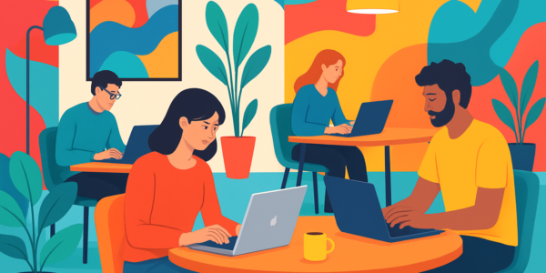 Nowoczesna przestrzeń pracy freelancera w stylu cyfrowym