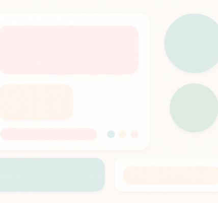 Minimalistyczny interfejs UI skupiający się na emocjonalnym spokoju i harmonii, pastelowe kolory, dużo przestrzeni