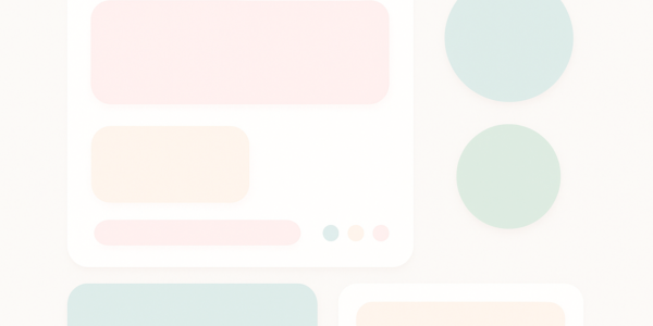 Minimalistyczny interfejs UI skupiający się na emocjonalnym spokoju i harmonii, pastelowe kolory, dużo przestrzeni