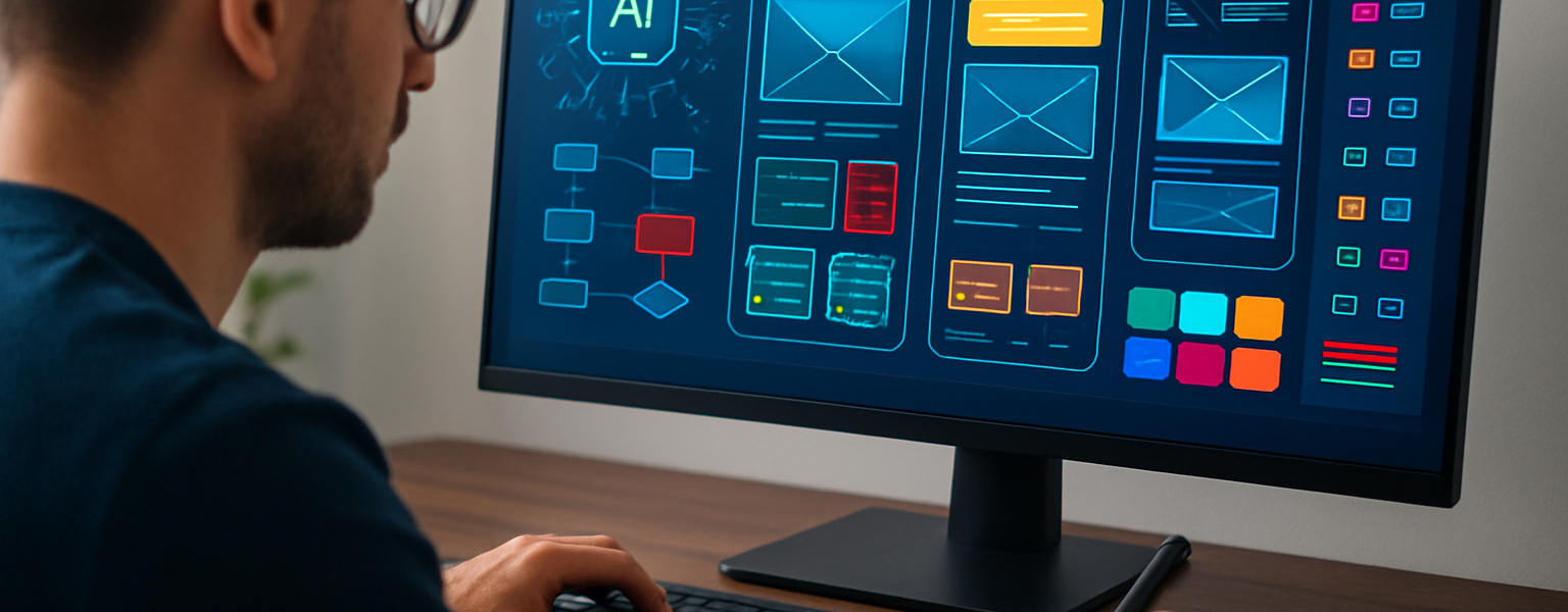 Projektant korzystający z narzędzi AI do szybkiego szkicowania koncepcji UX