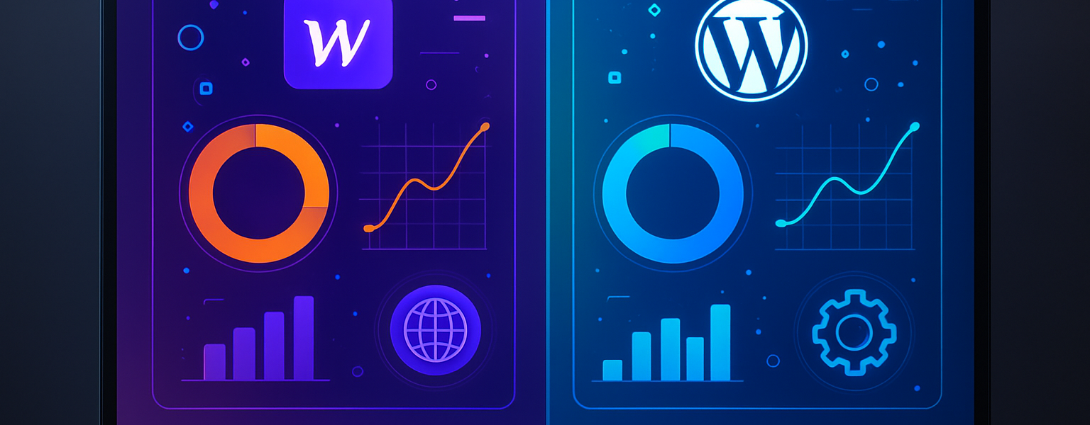 Porównanie Webflow i WordPress na tle nowoczesnej technologii internetowej 2025