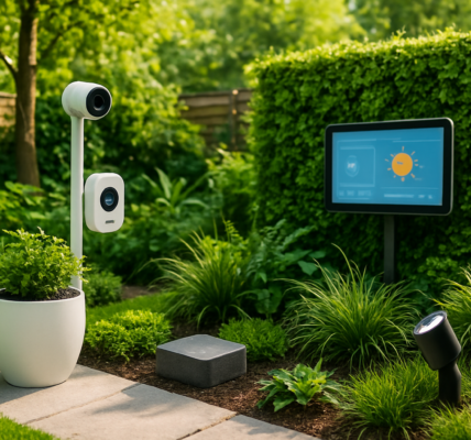 Nowoczesny ogród łączący technologię i naturę