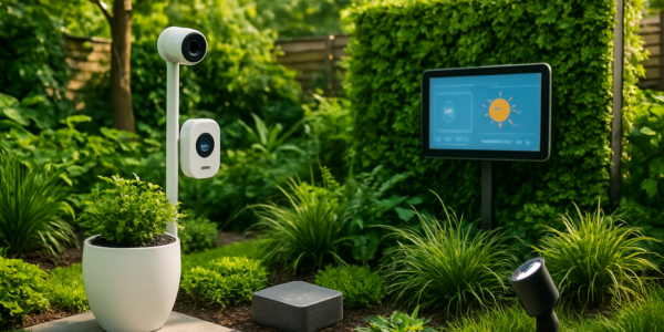 Nowoczesny ogród łączący technologię i naturę