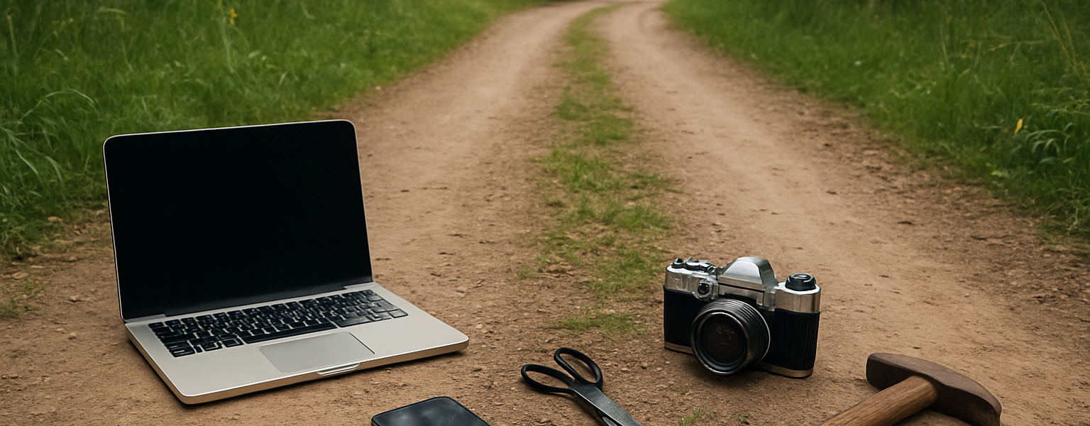 Symbioza technologi i natury sugerująca przyszłość balansującą między cyfrowością i analogowością