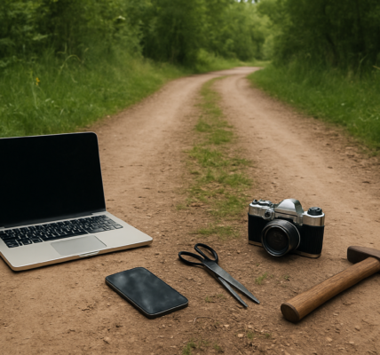 Symbioza technologi i natury sugerująca przyszłość balansującą między cyfrowością i analogowością