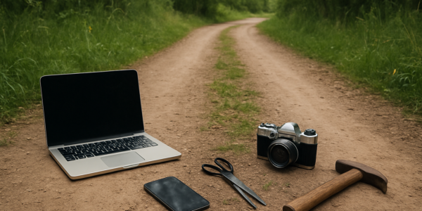 Symbioza technologi i natury sugerująca przyszłość balansującą między cyfrowością i analogowością