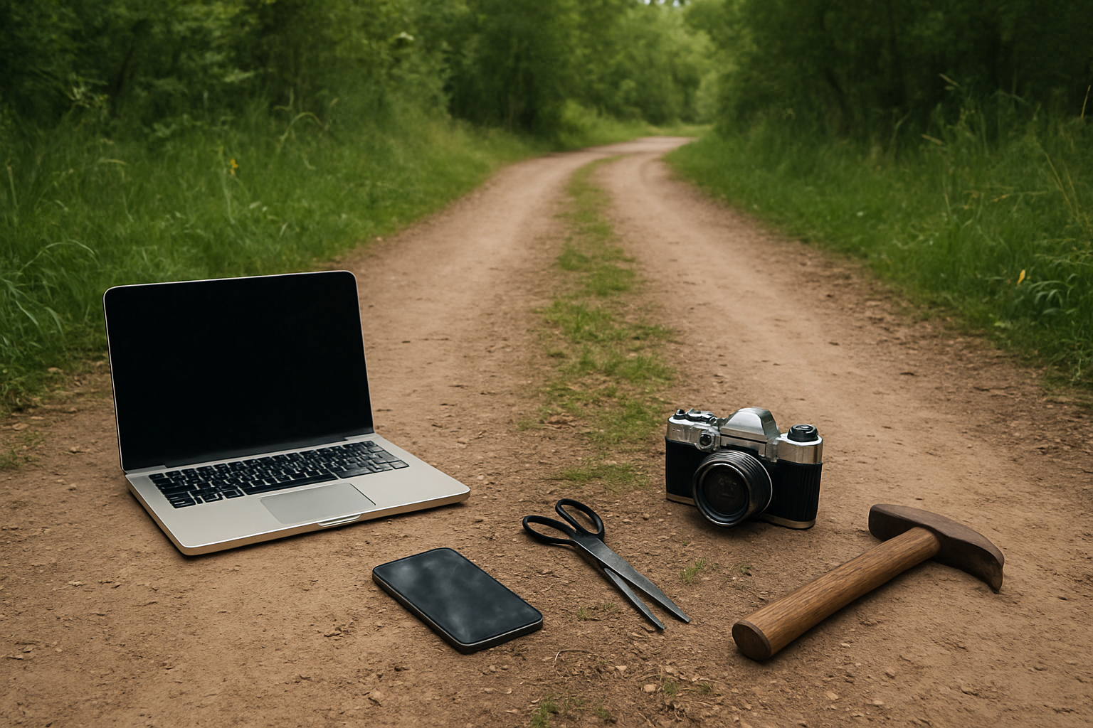 Symbioza technologi i natury sugerująca przyszłość balansującą między cyfrowością i analogowością
