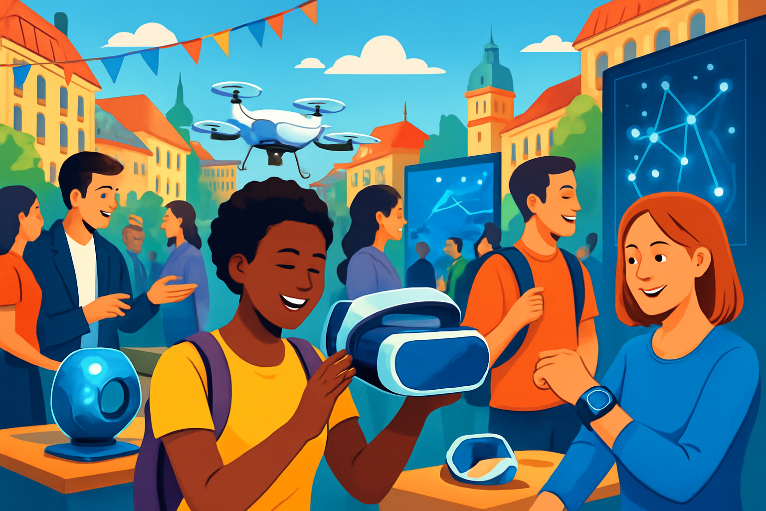 Festiwal technologiczny w Europie z futurystycznymi gadzetami i entuzjastycznym tłumem