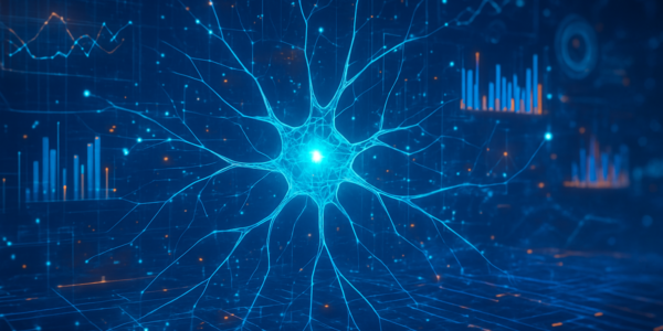 Nowoczesna grafika przedstawiająca sztuczną inteligencję i algorytmy wpływające na trendy technologiczne